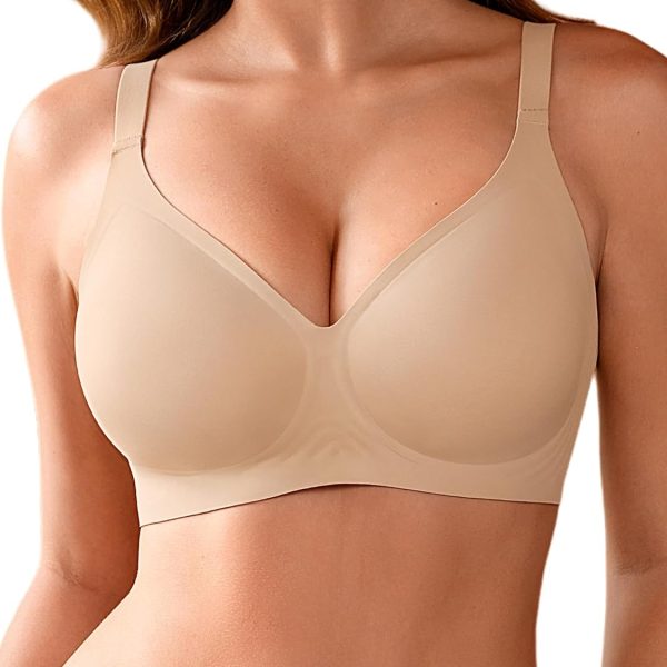 No Show Bras for Women No Underwire - S-2XL Wireless Jelly Bralette with Support, Seamless T-Shirt Bra for Everyday Comfort