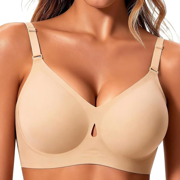 Jelly Wireless Bras for Women Sexy Comfortable Bra Bralettes V Neck No Underwire Bras Push Up Everyday Seamless Bra